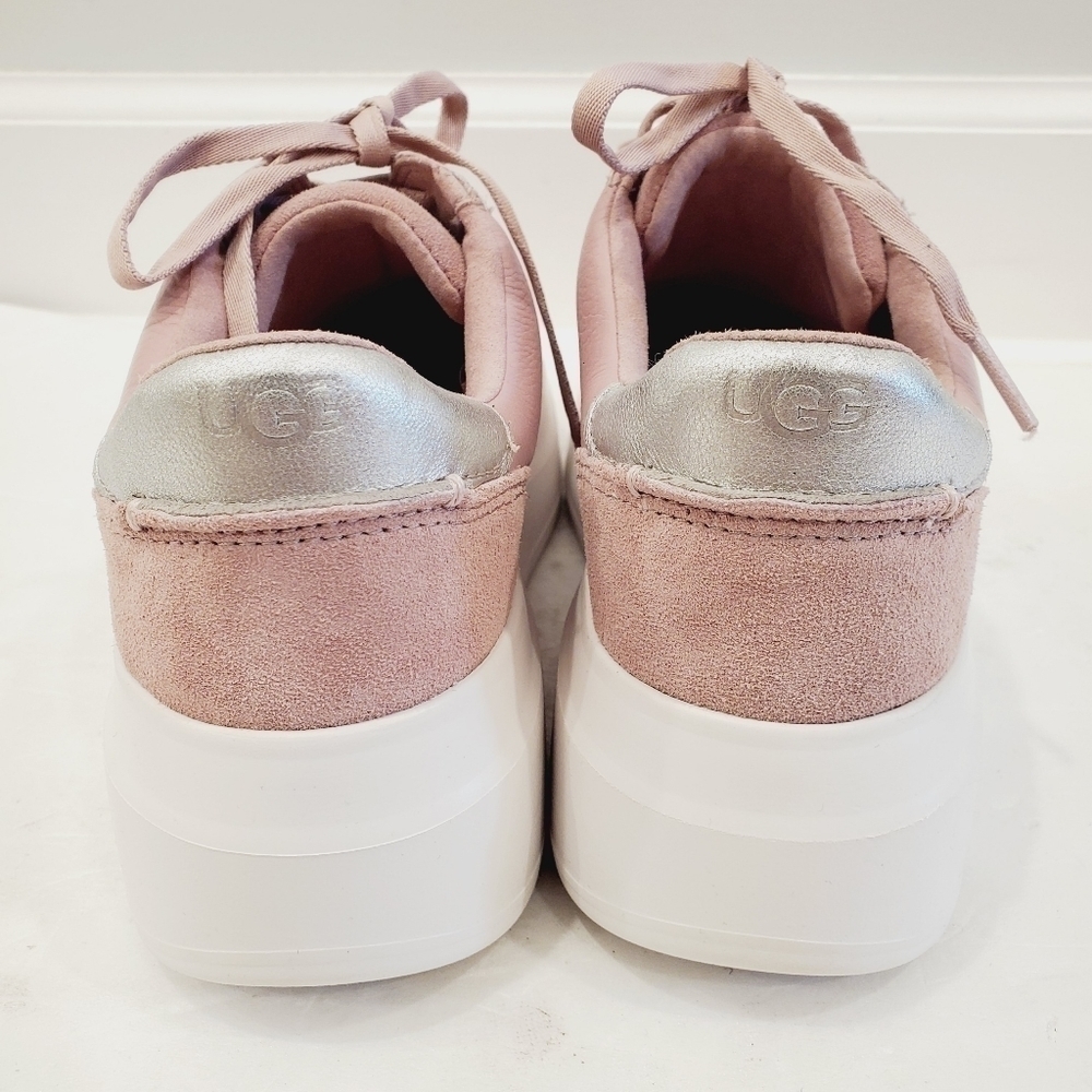 NEW UGG Scape Platform Sneakers Leather Lace Up Low Top Rose - Picture 4 of 6